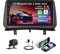 Android 15, 4G+64G 8-Core GOHHDL Autoradio Qualcomm pour Renault Clio 3 2005-2014 avec Navi Carplay Android Auto, écran 9 Pouces 2Din avec GPS WiFi Bluetooth FM/RDS Radio DSP SWC caméra de recul+MIC
