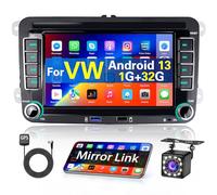 Android 15 Autoradio 2 Din pour VW Passat b6 b7 Golf 5 6 Plus Touran Seat Skoda Auto Radio à Écran Tactile 7 Pouces avec Navigation GPS WiFi Bluetooth FM Commande au Volant Caméra de Recul