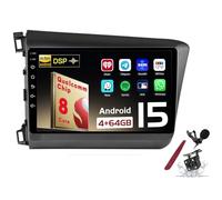 Android 15 Car Radio Sat Navi pour H-Onda Civic (2011-2015) Lecteur multimédia à écran Tactile 9 Pouces avec Carplay sans Fil GPS Navigation FM RDS Bluetooth 5G-WiFi SWC DSP,M300s