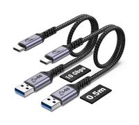 Android Auto Usb Cable 50cm 2 Paquets Usb A To C 10gbps Usb 3.1 Gen 2 Cable 3a Fast Charging Data Transfer Cable Compatible Avec Samsung Galaxy S21 S10 S9 Note 20, Ipad Pro, Gopro, Power Bank