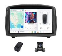 Android Autoradio pour Ford Fiesta MK 6 2008-2019 Wireless Carplay Android Auto 9 Pouces écran Poste Radio Voiture Bluetooth avec GPS/Caméra de Recul/RDS Radio+Commande au Volant(M400S/2K)