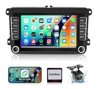 Android Autoradio pour VW Golf 5 Golf 6 Skoda Passat Polo Seat Tiguan, 7 Pouces Écran Tactile 2 DIN Radio Navigation GPS avec Bluetooth/Lien Miroir/FM/WiFi/SWC +CANBUS+Caméra de recul