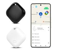 Android Smart Tag Google Mon appareil Lot de 2 trackers Bluetooth IP66 étanches pour bagages, portefeuille (blanc et noir)