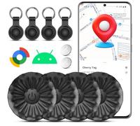 Android Smart Tag Lot de 4, Air Traceur Compatible avec Google Find Hub | Équipé d'un Étui de Protection, , Air Localisateurs pour Valises Portefeuilles Clés Sacs,Suivi Mondial,100dB Bip,Étanche IP68