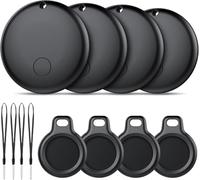 Android Smart Tag, Traceur Lot de 4, Fonctionne avec l’app Google Localiser (Uniquement Android), Équipé d'un Étui de Protection, IP68 Imperméable, pour Les clés/Portefeuilles/Valises, Noir