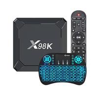 Android TV Box 13.0, X98K 4 Go De RAM 32 Go De ROM avec Processeur Quad-Core RK3528, Prise en Charge 4K 3D 2.4G/5G Dual WiFi 10/100M BT 4.0 avec Mini Clavier sans Fil,4gb+32gb