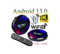 Android TV Box, boîtier IPTV Android 13.0 TV Box 4 Go RAM / 32 Go ROM lecteur multimédia intelligent 2,4 GHz / 5,0 GHz WiFi BT5.0 8K 3D Smart TV Box