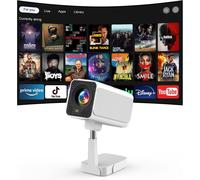 [Android TV OS&Support Télescopique]Smart Projecteur avec WiFi6 et Bluetooth, Focus Électrique/Auto Keystone 1080P Mini Projecteur 300ANSI avec Support Réglable à 180°, Utilisation des APPs en un Clic