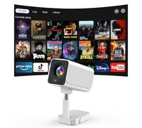 [Android TV OS&Support Télescopique]Smart Projecteur avec WiFi6 et Bluetooth, Focus Électrique/Auto Keystone 1080P Mini Projecteur 300ANSI avec Support Réglable à 180°, Utilisation des APPs en un Clic
