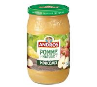 ANDROS - Bocal Pomme Morceaux, Compote Onctueuse Naturelle, 740g - Lot De 4