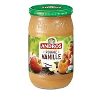 ANDROS - Bocal Pomme Vanille, Compote Onctueuse et Gourmande, Pot Refermable 750g - Lot De 4