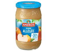 ANDROS - Compote de Fruit Allégée - Bocal de 730g - Recette Moins Sucrée - Goût Pomme Nature - Idéal pour le Goûter des Enfants et des Bébés - Fabriqué en France
