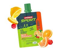 Andros Sport Gel Boost Agrumes - Encas Fruitier Multivitaminé - Vitamine C - Onctueux et Savoureux - Regain Energie - Lot de 30 gourdes de 40g