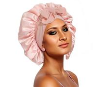Androxeda Bonnet en Soie pour Dormir, Grand Bonnet De Sommeil Conçu pour Cheveux Charlotte Locks Bouclés, pour Femmes Et Hommes
