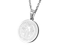 Androxeda Collier Mystère Amulette Protection en Acier Inoxydable - Ordre de Saint Benoît pour Hommes et Femmes - Exorcisme Sceau Bijoux