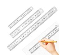 Androxeda Kit De 3 Règles En Acier Inoxydable 15Cm 20Cm 30Cm Réglet Métal Double Face Pour Mesure De Précision Technique Enseignement Et Bureau