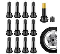 Androxeda Lot de 12 Valves TR413 en Aluminium pour Pneus Tubeless, Anti-éclatement avec Capuchons Noirs, Remplaçage pour Voitures et Motos