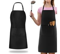 Androxeda Tablier De Cuisine, Étanche Avec 2 Poches, Tablier Cuisine Réglable Avec De Longues Lanières, Tablier Professionnel Unisexe Avec Poches, Idéal Pour Barbecue, Peinture, Coiffure, Jard