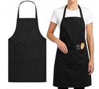 Androxeda Tablier de cuisine homme, 1 Pièce, Tablier professionnel en microfibre, Noir, 75x65 cm, 2 poches, réglable, imperméable, pour serveurs, cuisine maison, créateurs et cadeaux d'entreprise