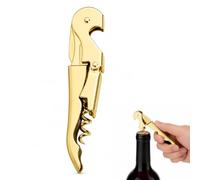 Androxeda Tire-bouchon Limonadier 3-en-1 Doré - Ouvre-Bouteille Sommelier avec Décapsuleur et Coupe-Capsule en Acier Inoxydable 12x2.5cm - 1 Pièce