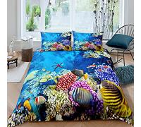 Andrui. Housse de Couette Poisson/étoile de Mer Parure de Lit Vie Marine avec Taies d'oreiller en Microfibre Plusieurs Couleurs avec Fermeture éclair (Style 3,220x240cm)