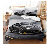 Andrui. Parure de Lit 3D Motif Voiture de Noir Sport Variété de Couleurs et de Motifs Housse de Couette avec Taie d'oreiller et Fermeture éclair (Style 7,220x240cm+65x65x2)