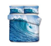 Andrui Parure de lit Mer Océan Plage Vague Coucher de Soleil Multicolore Housse de Couette 220x240cm et Taies d'oreiller 65x65cm Romantique Paysage Linge de Lit Couvre-Lit Parure de Lit