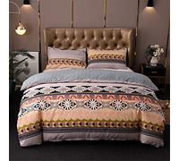 Andrui Parure de Lit Multicolore Style Bohème avec Housse de Couette et Taies d'oreiller,Vert,Rouge,Brown,Bleu,Violet,Parure de Lit pour Simple/Double/King (Brown, 220x240cm)