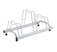 ANDRYS - Râtelier Range vélo au Sol pour extérieur et intérieur - Porte-vélos pour 3 vélos, électrozingué, râtelier Range-vélo argenté avec Embouts en PVC Noir - 1203B