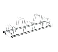 ANDRYS - Râtelier range vélo au sol pour extérieur et intérieur - Porte-vélos pour 5 vélos, électrozingué, râtelier range-vélo argenté avec embouts en pvc noir - 1205B