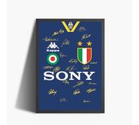 ANDSAL Juventus Poster Finale Champions League 1996 Autographe Numérique Art Numérique A3 Poster Encadré Décoratif, Cadeau Imprimé Idée Cadeau Apossionné De Sport, Tableau (Cadre Noir)