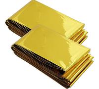 ANDSHUAI 2 Pièces Couverture de Survie Or,Couverture d'urgence pour l'extérieur,ERéutilisable,Extra Large,Impermeable,pour Randonnée, Camping, Excursion, Chasse, Peche(210x160cm)