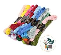 ANDSHUAI Fil à Broder, 24 Couleurs, Kit pour Bracelets Brésiliens, 8 mètres, 6 brins, Polyester, Mélange de polyester et coton, Lavage en machine