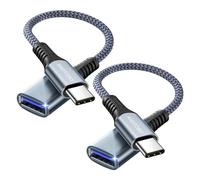 ANDTOBO Adaptateur USB C vers USB 3.0 OTG, 2 Paquet USB C Mâle vers USB 3.0 Femelle OTG Câble Thunderbolt3 on The Go pour iPhone 16/15 Pro Max Plus, Samsung Galaxy S23/S22/S21/S20/S23 Ultra