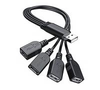 ANDTOBO USB 1 à 4 Splitter, USB 2.0 A Mâle vers 4 USB Femelle Répartiteur Jack Y Hub Cordon d'alimentation Câble Adaptateur d'extension, Noir