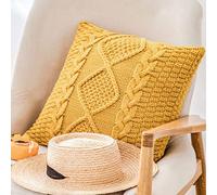 Anduuni décoratifs en tricot Coton Taie d'oreiller Housse de coussin Double-cable à tricoter Patterns doux chaud Taie d'oreiller, Coton, gris, Cover Only