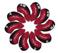 Andux 10 pièces/Ensemble Couvre-tête de Club de Fer de Golf Noir/Rouge MT/A02