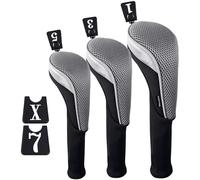 Andux 3 pièces/Ensemble Pilote Golf 460cc Couvre-Chef en Bois Long Cou Unisex-Adult Gris
