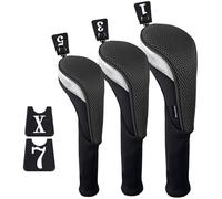 Andux 3 pièces/Ensemble Pilote Golf 460cc Couvre-Chef en Bois Long Cou Unisex-Adult Noir