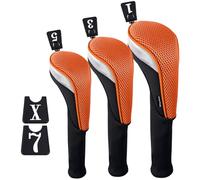 Andux 3 pièces/Ensemble Pilote Golf 460cc Couvre-Chef en Bois Long Cou Unisex-Adult Orange