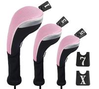 Andux 3 pièces/Ensemble Pilote Golf 460cc Couvre-Chef en Bois Long Cou Unisex-Adult Rose