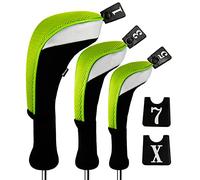 Andux 3 pièces/Ensemble Pilote Golf 460cc Couvre-Chef en Bois Long Cou Unisex-Adult Vert