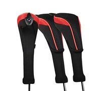 Andux 3pcs Long Cou Couvre de tête du Club de Golf Hybride Noir et Rouge interchangeables NO. tag CTMT-01 (Red)