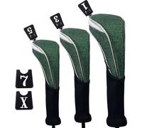 Andux 3pièces/Ensemble Couvre-Tête de Club en Bois De Golf en Nylon Couvre-Conducteur 460cc à Long Cou Vert