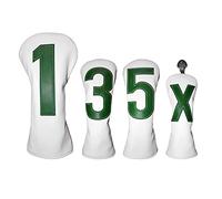 Andux 4 Pack/Set PU Grand Nombre Golf 460cc Driver Fairway Woods Hybrides Couvre-Têtes de Club Blanc