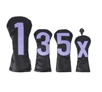 Andux 4 Pack/Set PU Grand Nombre Golf 460cc Driver Fairway Woods Hybrides Couvre-Têtes de Club Noir