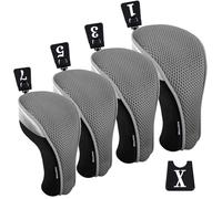 Andux 4 pièces/Ensemble Couvre-Têtes de Club en Bois de Fairway de Conducteur de Golf 460cc Gris