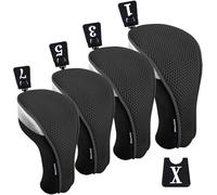 Andux 4 pièces/Ensemble Couvre-Têtes de Club en Bois de Fairway de Conducteur de Golf 460cc Noir