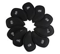 Andux Couvre-Chef de Golf en Maille avec Numéro des Deux côtés 10 pièces/Ensemble (Noir)