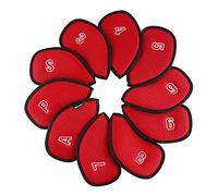 Andux Couvre-Chef de Golf en Maille avec Numéro des Deux côtés 10 pièces/Ensemble (Rouge)